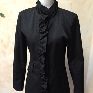 Black DKNY Ruffled Trench Coat